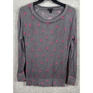 Torrid Womens Gray Pink Flamingos Lightweight Pullover Sweater Boat Neck L 0